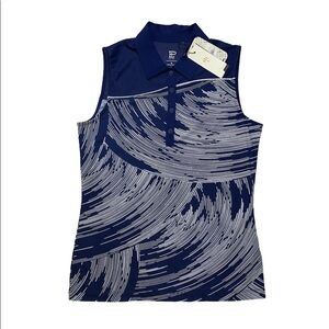 EPNY Golf Swirling Print Sleeveless Polo